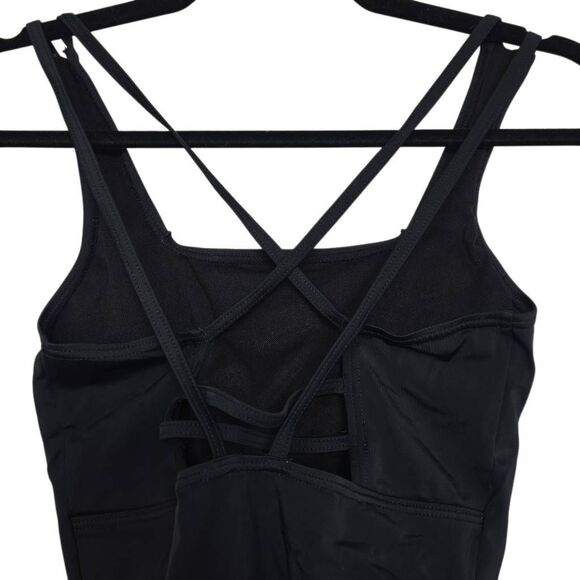 Balera Women's Size Small Black Cross Back Square Neck Dance Leotard - Picture 2 of 6